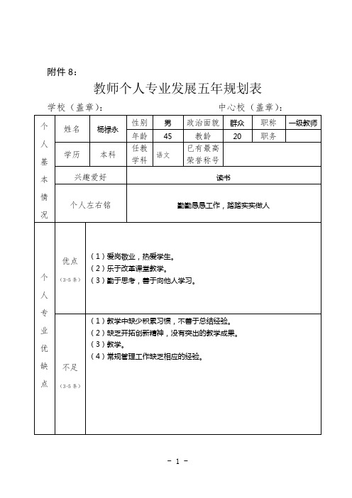 个人五年发展规划