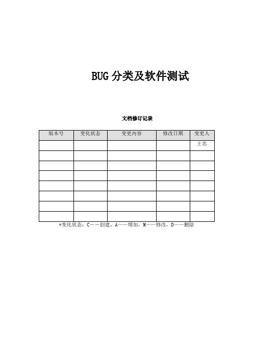 BUG分类标准