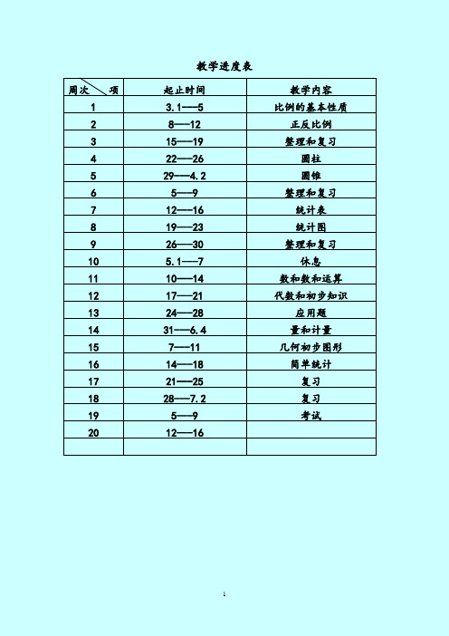 2019新课程标准人教版六年级数学下册全册教案