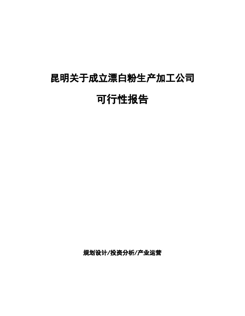 昆明关于成立漂白粉生产加工公司可行性报告