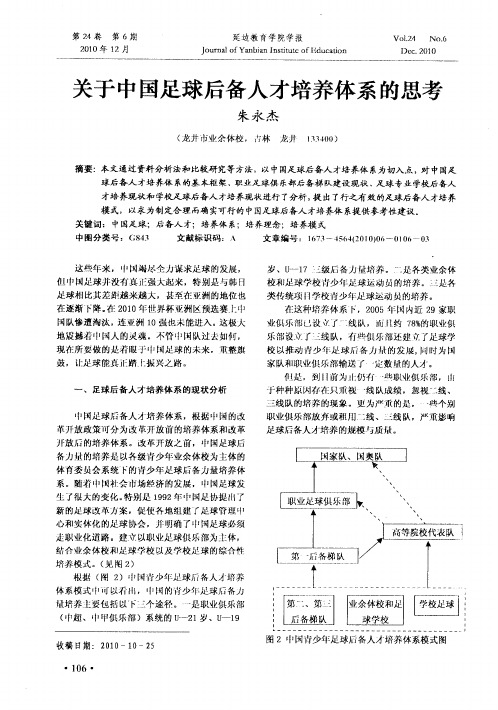 关于中国足球后备人才培养体系的思考