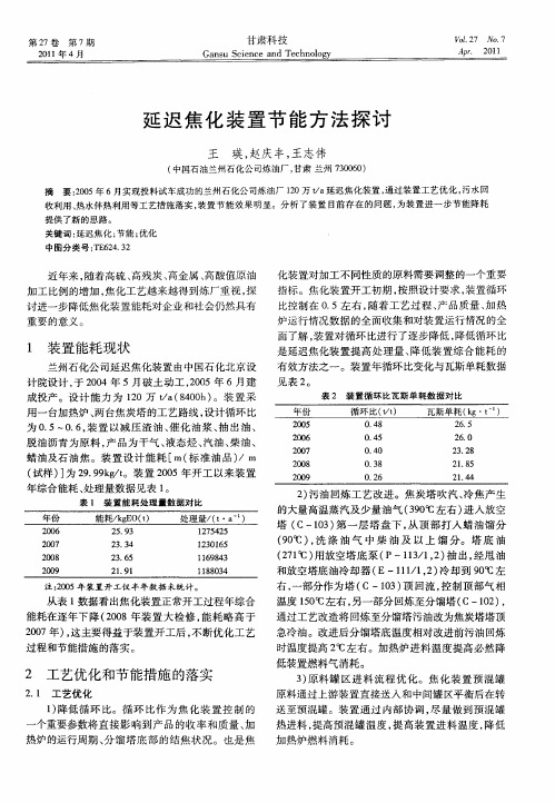 延迟焦化装置节能方法探讨