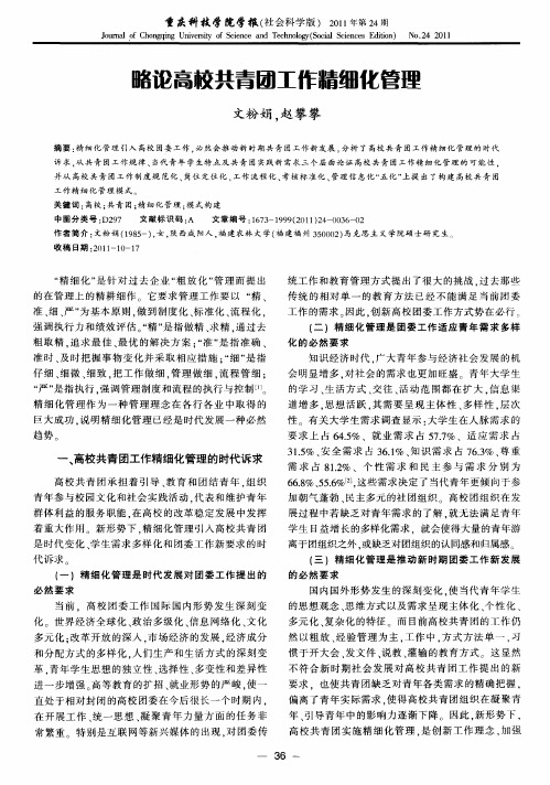 略论高校共青团工作精细化管理