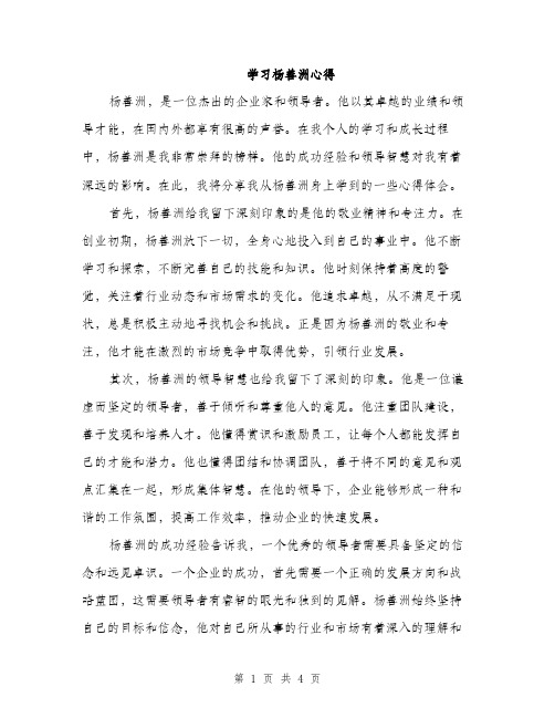 学习杨善洲心得（2篇）