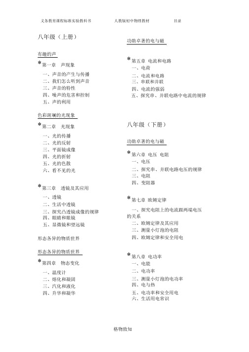 (完整)人教版初中物理课本目录.docx