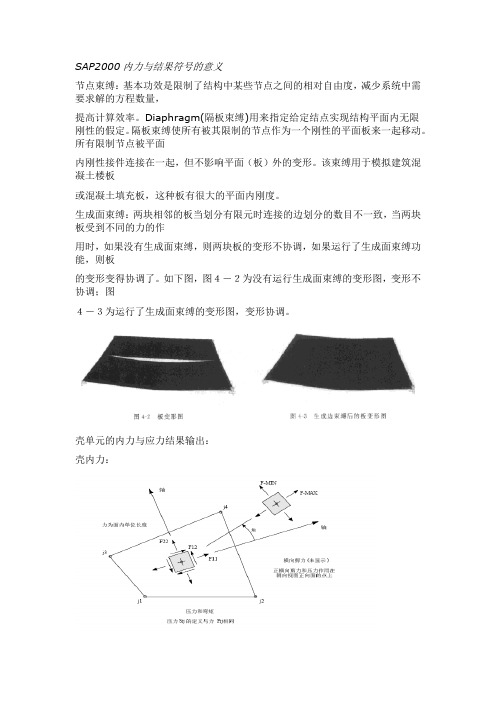 SAP2000 输出结果符号意义说明