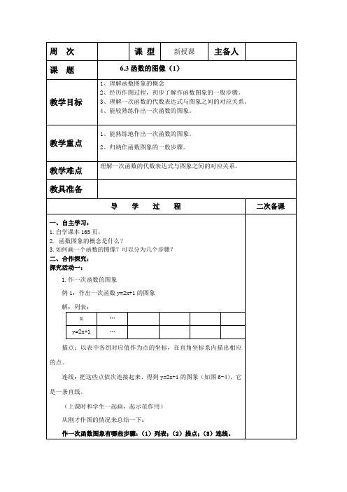 鲁教版(五四制)七年级数学上册教案：第六章6.3函数的图像(1) 教案