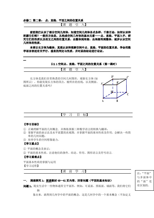 空间点线面关系