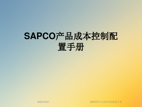 SAPCO产品成本控制配置手册