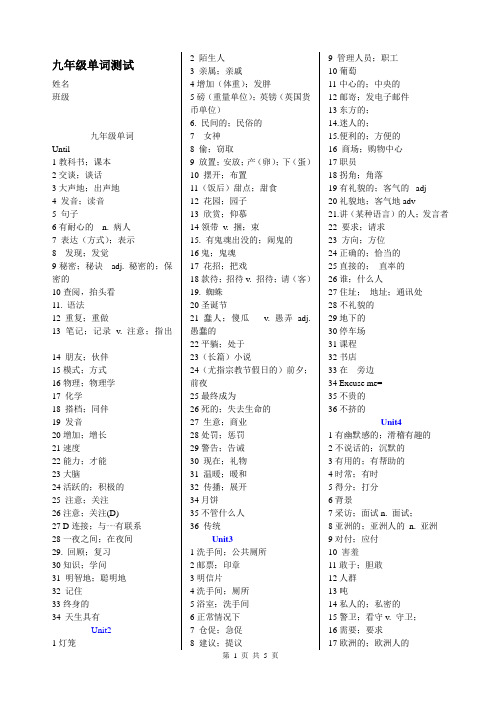 2014人教版九年级英语单词表(1-6)校正版