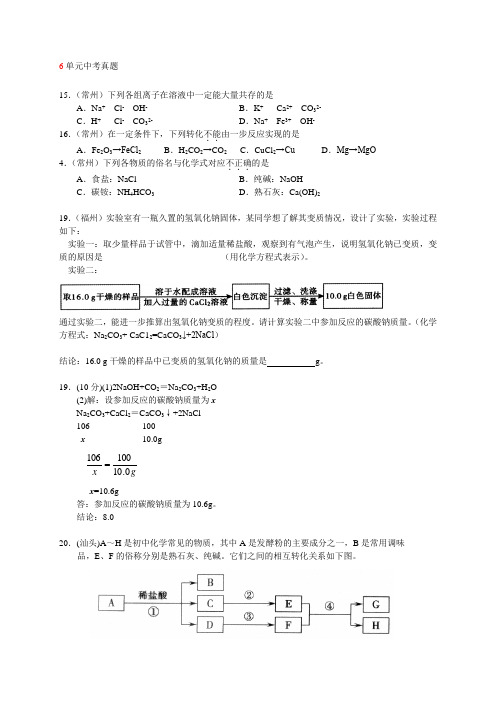 2010年中考化学各地试题专题分类汇编30