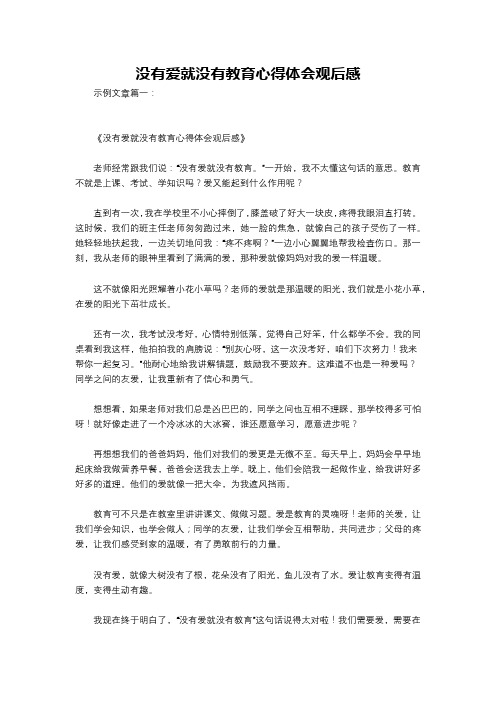 没有爱就没有教育心得体会观后感