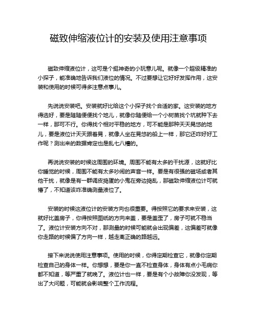 磁致伸缩液位计的安装及使用注意事项