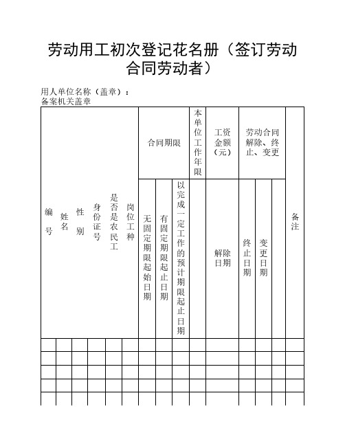 劳动合同登记备案表2