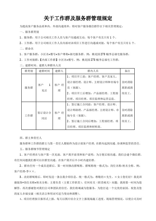 家装关于客户服务群的管理规定