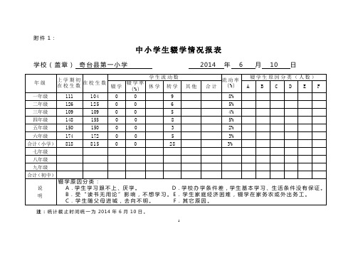 一小控辍保学情况报表