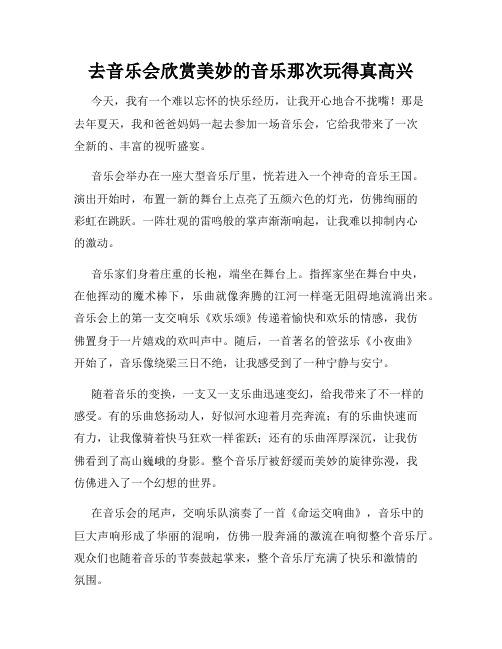 三年级作文那次玩得真高兴之去音乐会欣赏美妙的音乐那次玩得真高兴