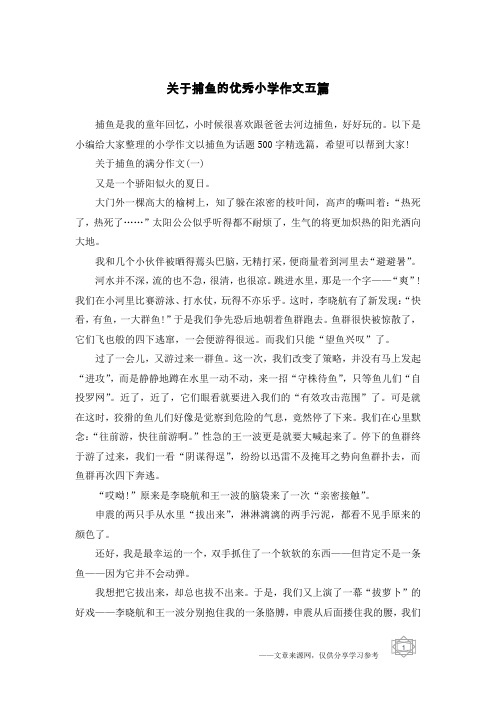 关于捕鱼的优秀小学作文五篇