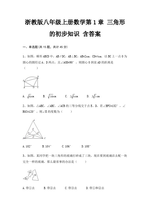 浙教版八年级上册数学第1章 三角形的初步知识 含答案