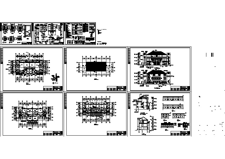 花园双连别墅建筑CAD平面立面剖面图