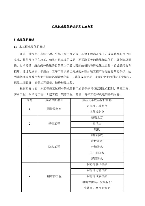 17.总承包成品保护组织和实施方案