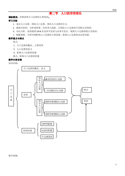 2019高中地理 第一章 人口的变化 第2节 人口的空间变化教案 新人教版必修2