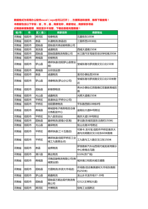 2020新版河南省信阳市货运工商企业公司商家名录名单联系电话号码地址大全580家