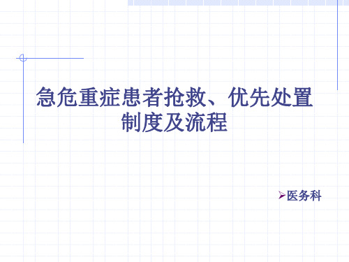 急危重症患者抢救、优先处置制度及流程培训课件