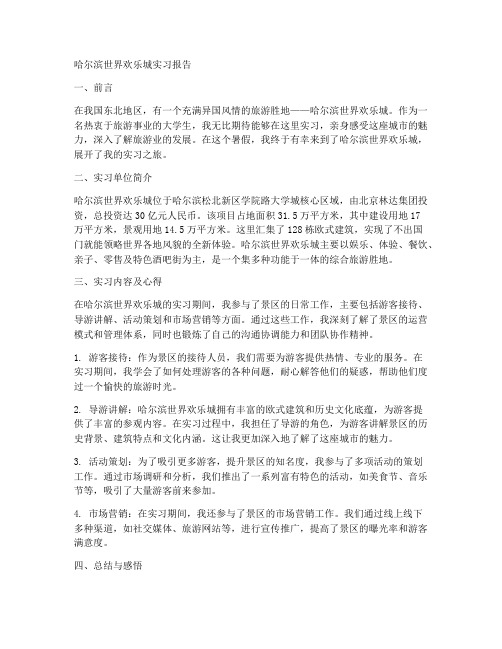 哈尔滨世界欢乐城实习报告