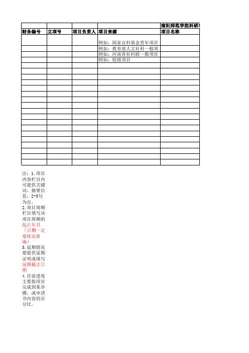 科研项目信息采集表