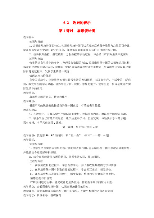 七级数学上册 第六章 数据的收集与整理 6.3 数据的表示第1课时 扇形统计图教案(新版)北师大版