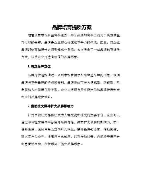 品牌培育提质方案