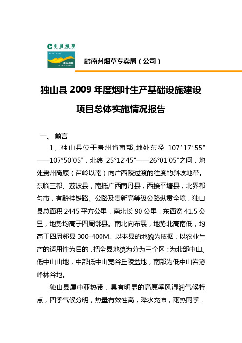 2009年度建设项目总体实施情况报告