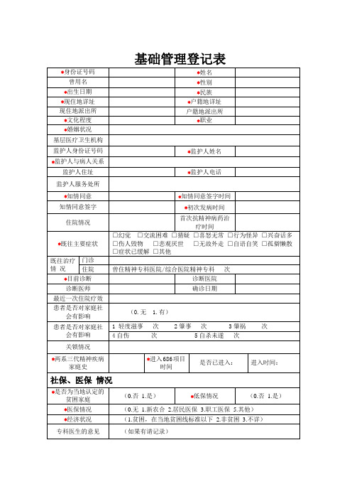 重性精神病基础管理登记表