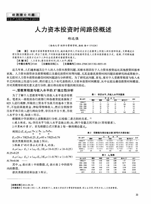 人力资本投资时间路径概述