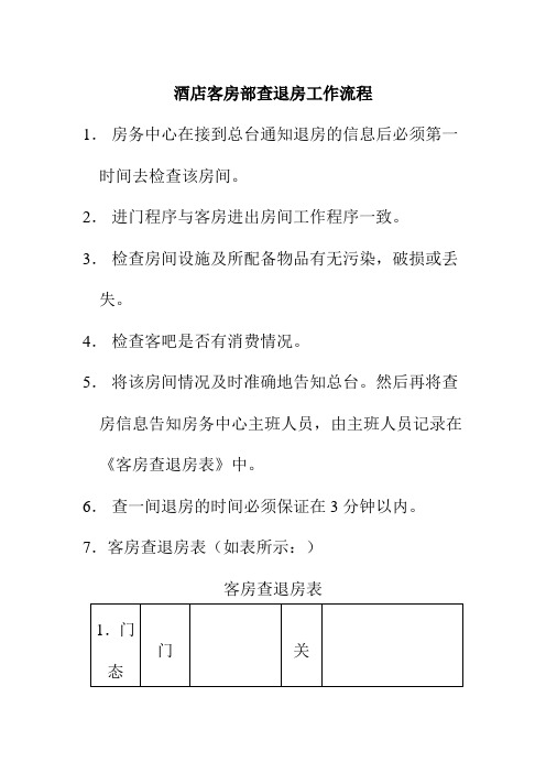 酒店客房部查退房工作流程