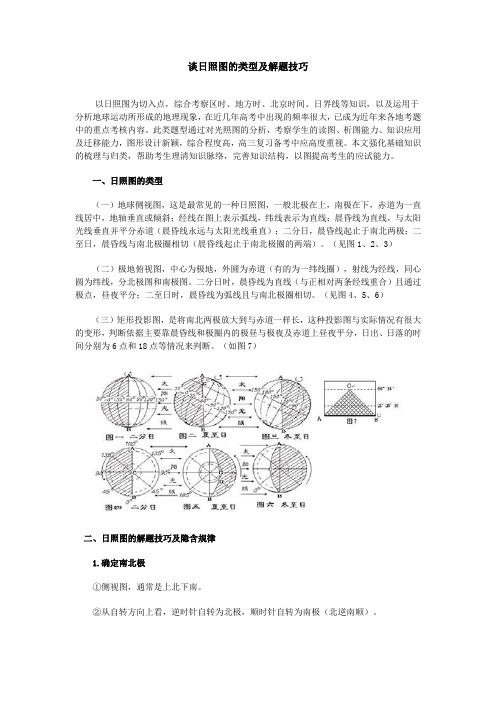 高中地理谈日照图的类型及解题技巧学法指导
