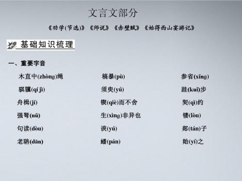 【创新设计】2012版高考语文总复习 1-1文言文部分教材梳理课件 苏教版必修1