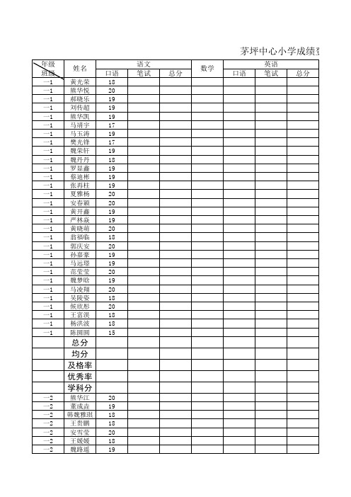 中心小学成绩登记册