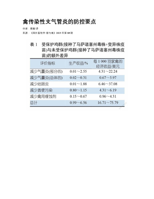 禽传染性支气管炎的防控要点