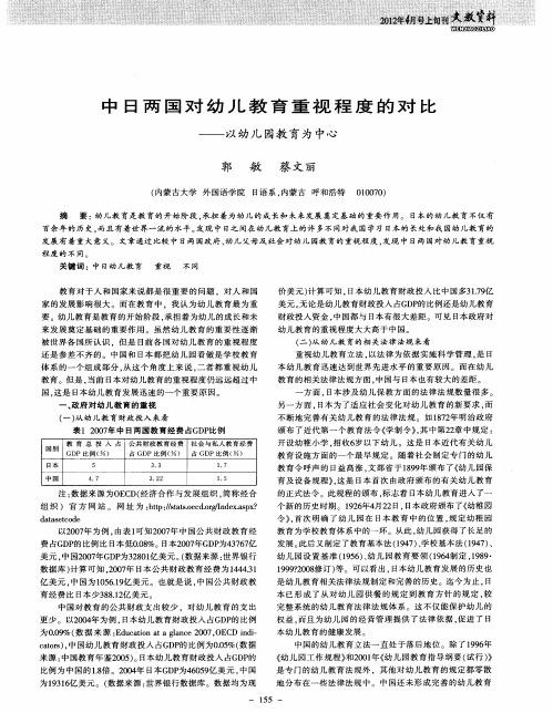 中日两国对幼儿教育重视程度的对比——以幼儿园教育为中心