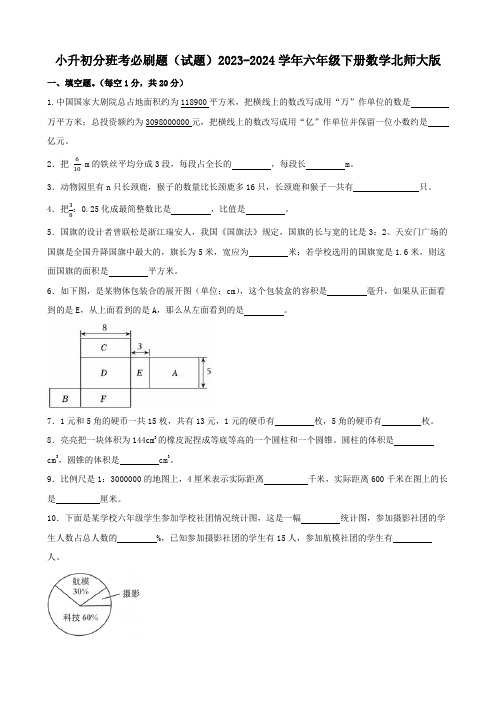 小升初分班考必刷题(试题)(含答案)2023-2024学年六年级下册数学北师大版1