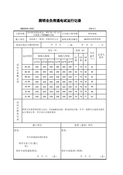 照明全负荷试运行