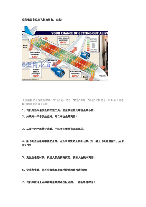 坐飞机时什么座位最安全————飞机座位安全指数分布图