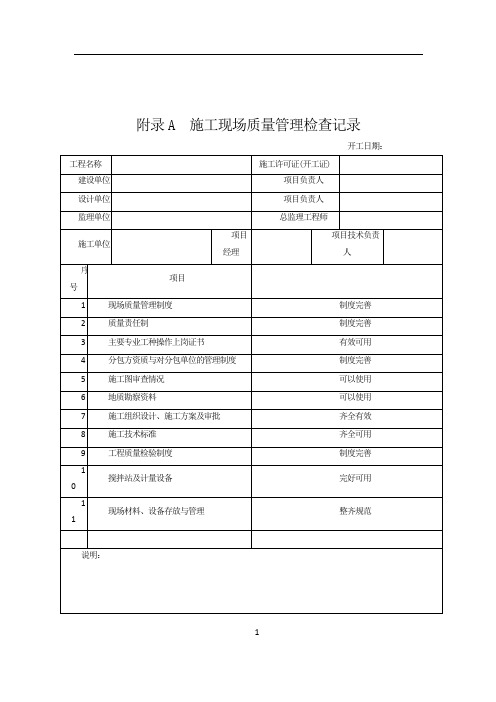 施工现场质量管理检查记录