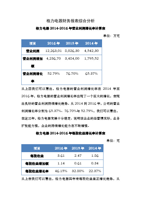 电大财务报表分析形考04任务格力电器财务报表综合分析1