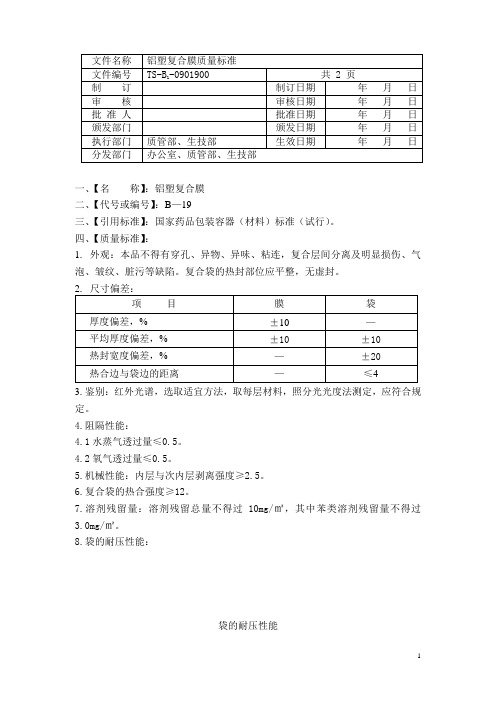 TS-B1-0901900铝塑复合膜质量标准