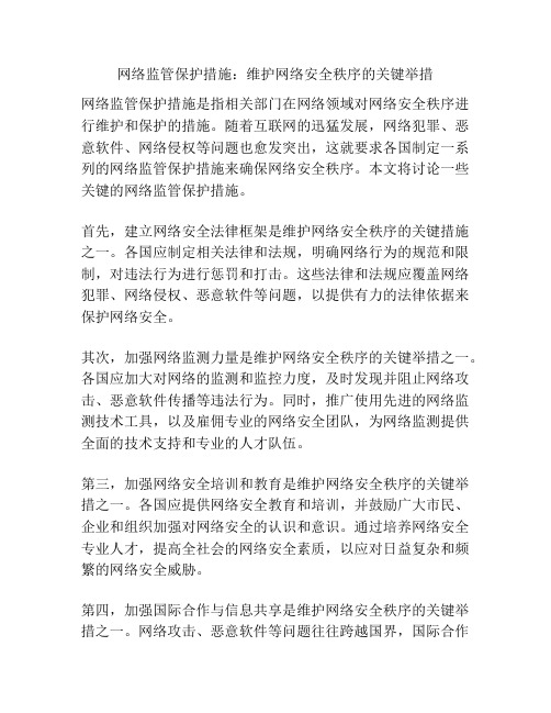 网络监管保护措施：维护网络安全秩序的关键举措