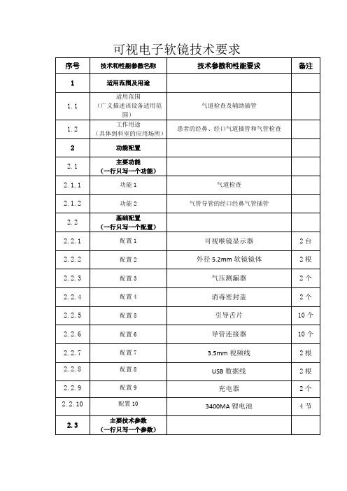 可视电子软镜技术要求