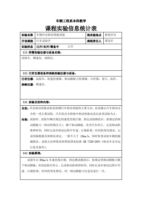 中南大学车辆冷态制动效能试验